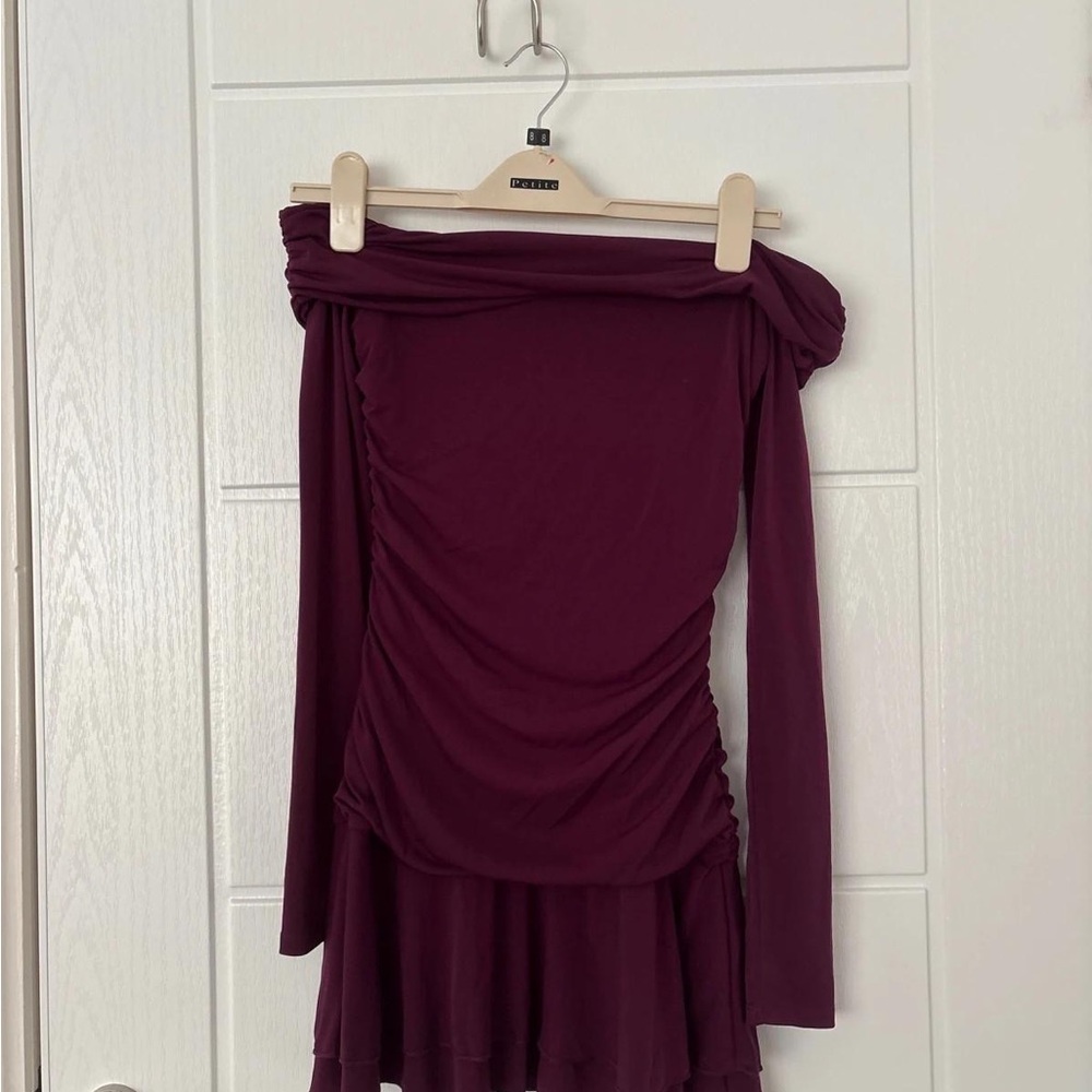Bershka Off-Shoulder Plum Dress